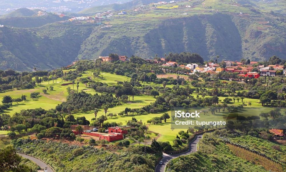 Gran Canaria golf course - distant view of a country club in Canary Islands.